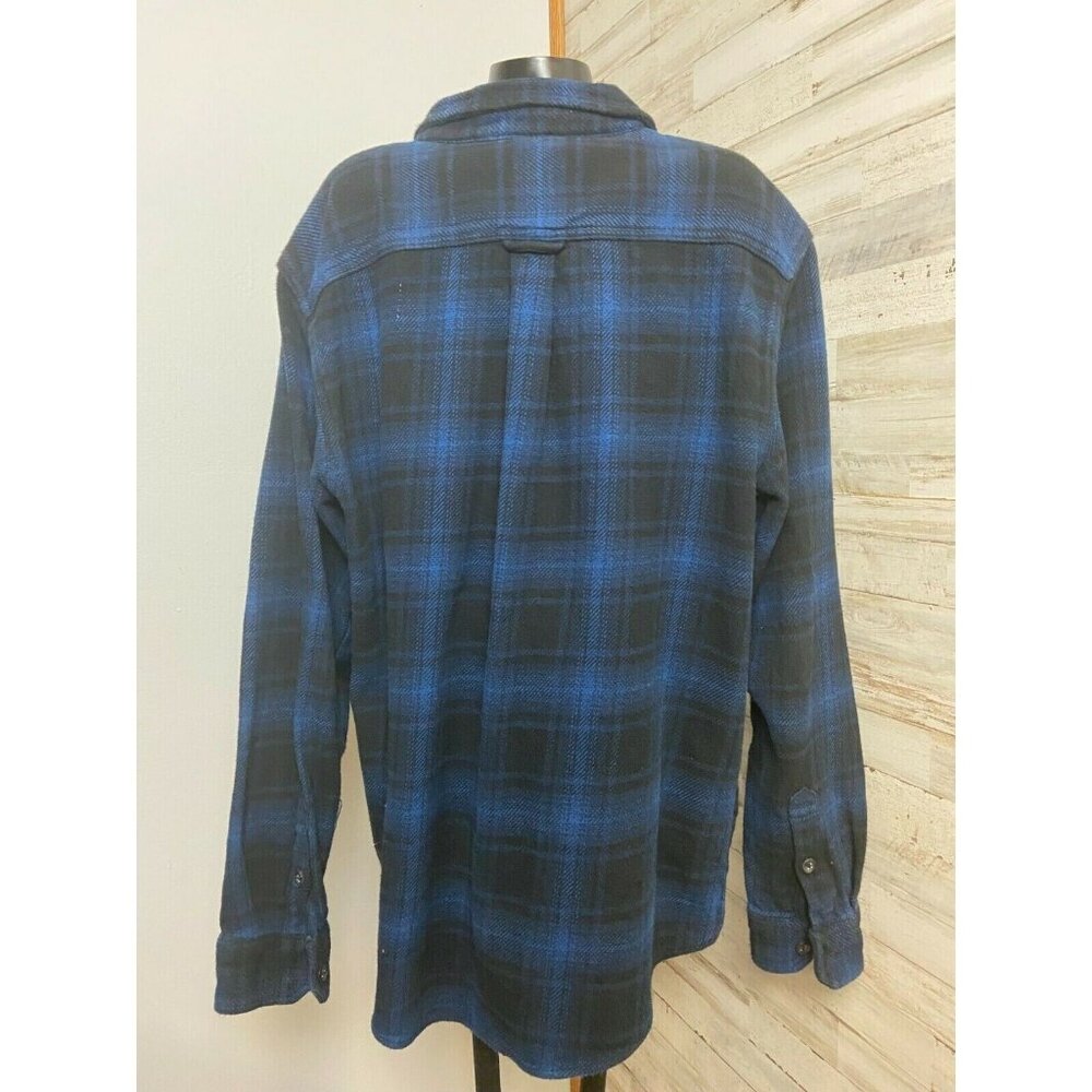 Men's Orvis XL Flannel Shirt Jacket Blue Plaid Button-Up Long Sleeve - Picture 2 of 4